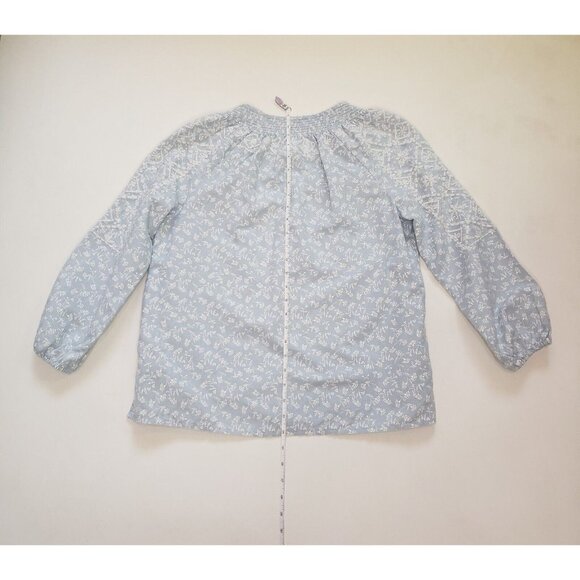 JOIE Peasant Blouse Women's Size Small Embroidered Blue Boho Cottage Core Fairy - Picture 8 of 16
